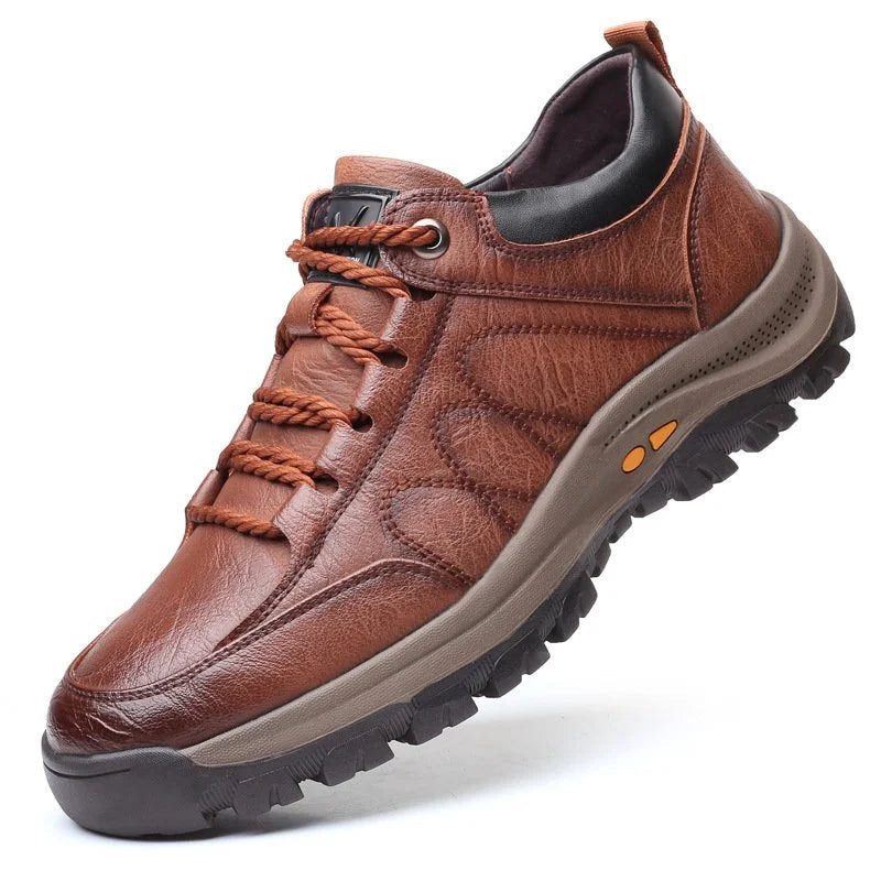 WalkStyle - Chaussures de randonnée orthopédiques en cuir pour hommes - Confort optimal et semelle en caoutchouc durable