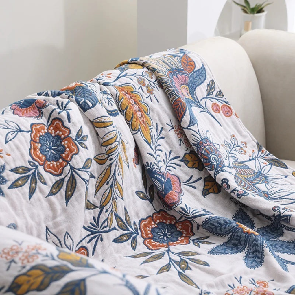 Couverture à motif floral