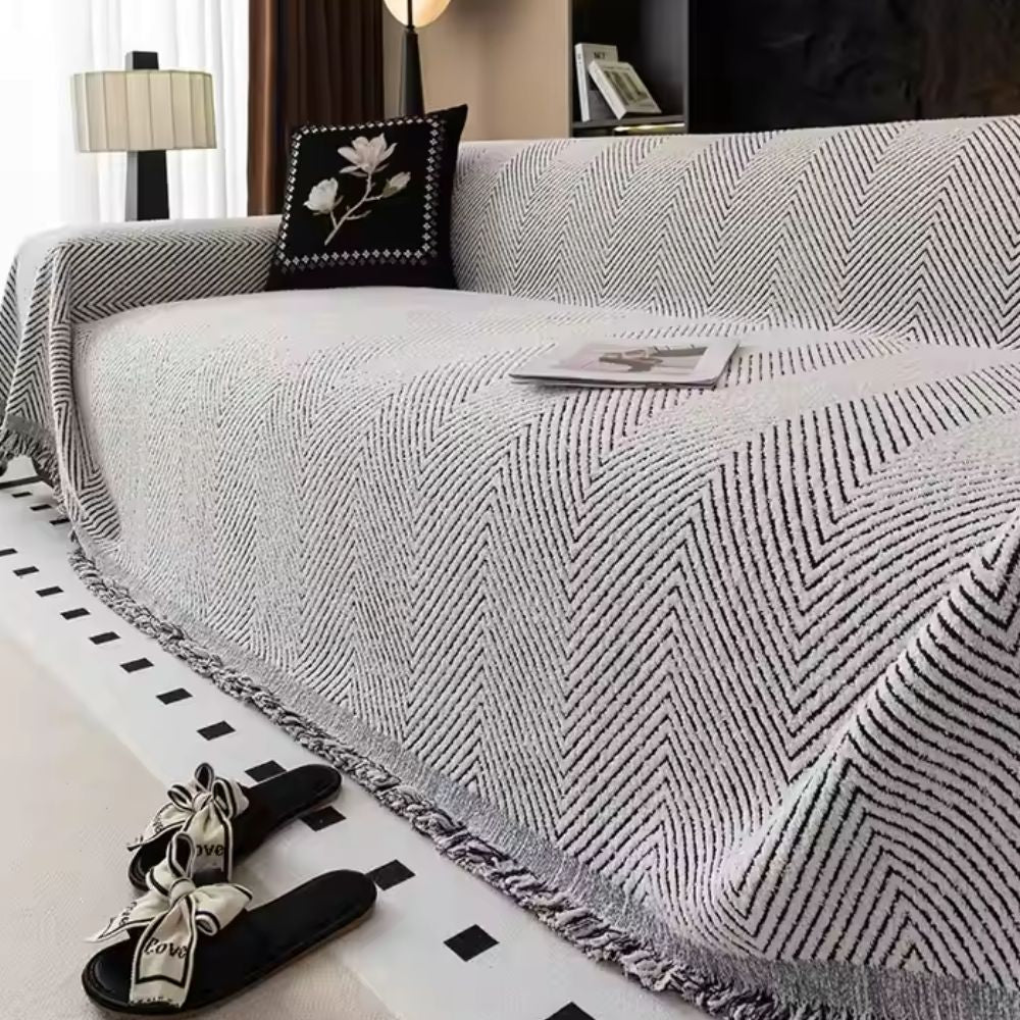 Housse de canapé réversible en chevrons