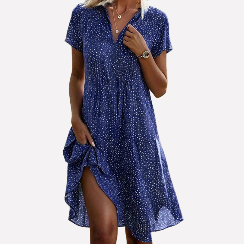 Robe chemise midi à manches courtes pour femmes