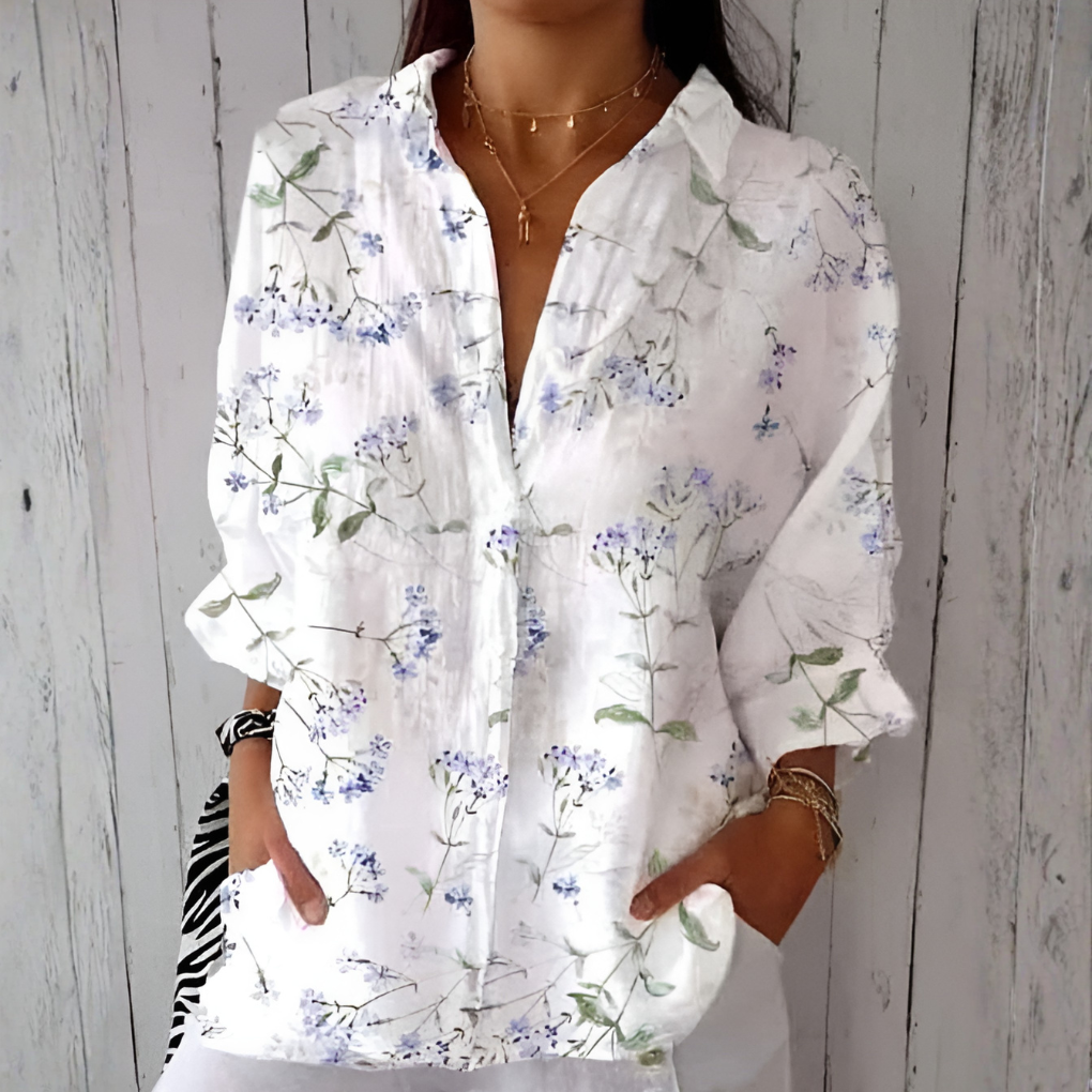 Chemise à manches longues et motif pour femmes en grande taille