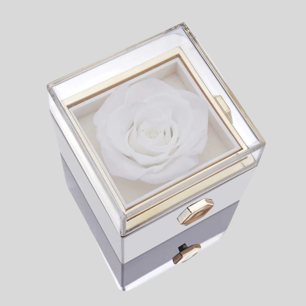 Rose éternelle avec collier gravé personnalisé