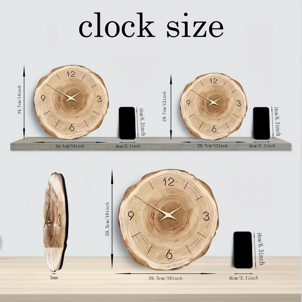 Horloge murale silencieuse en bois