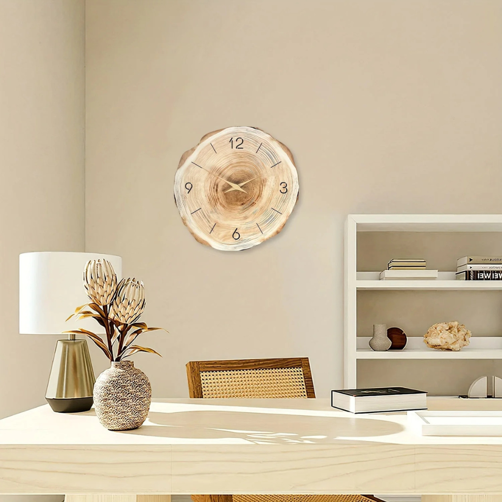 Horloge murale silencieuse en bois