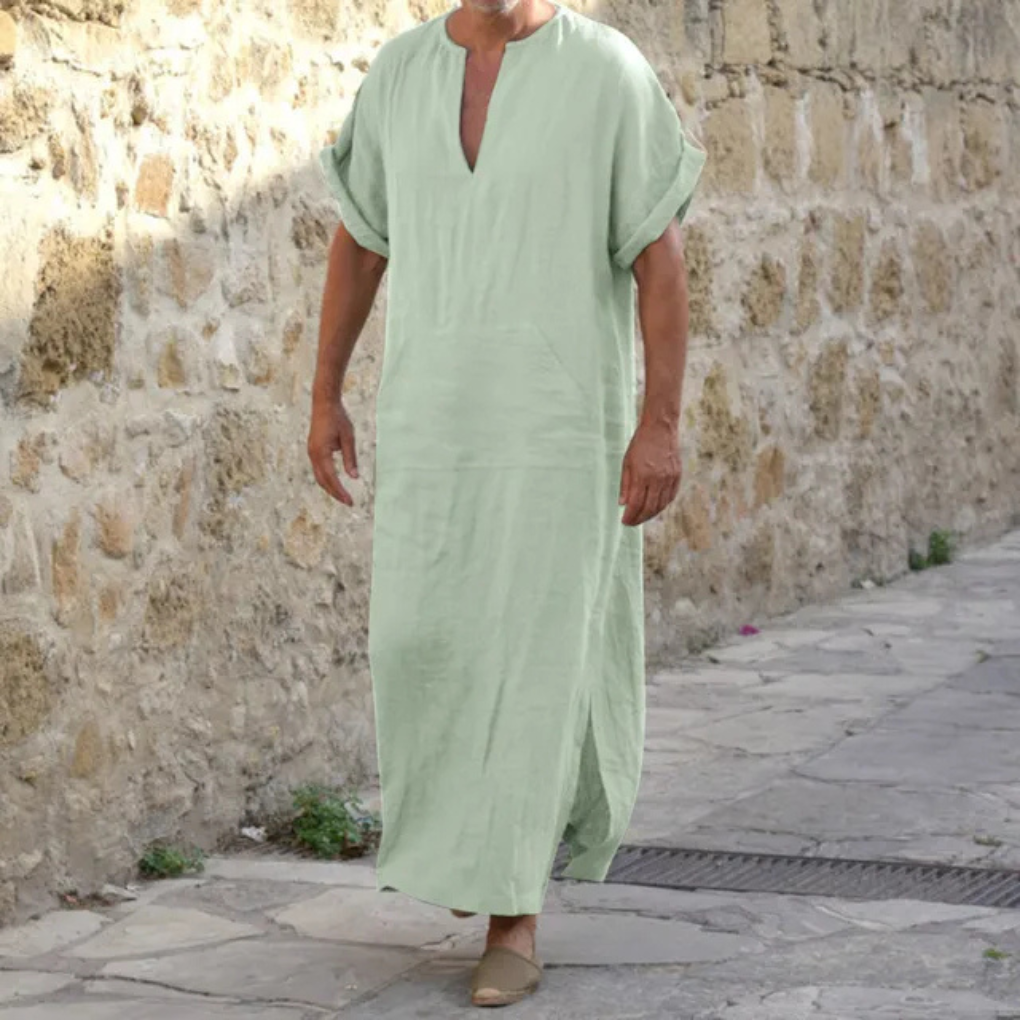 Djellaba blanche pour homme – Robe longue col V