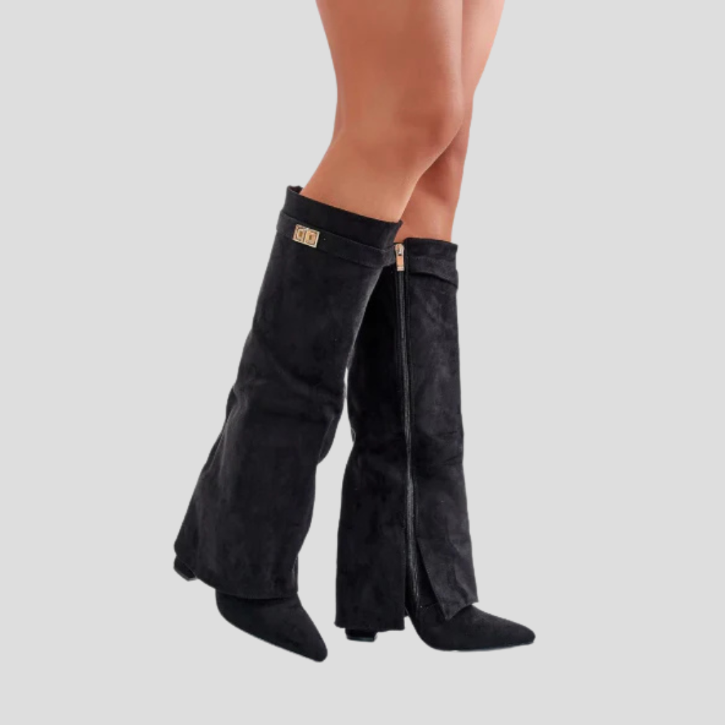 Bottes à talons hauts et rabat