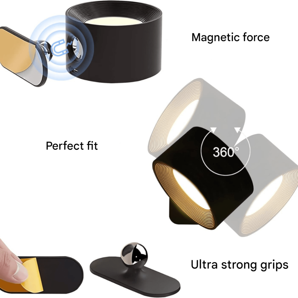 Lampe murale LED rechargeable sans fil à 360°