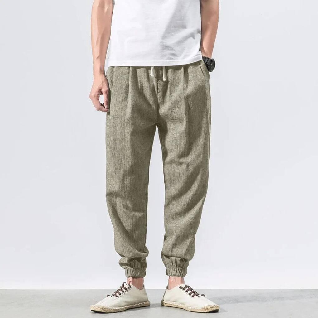 Pantalon confort en mélange de coton et mélange de lin pour homme – Léger et confortable au quotidien