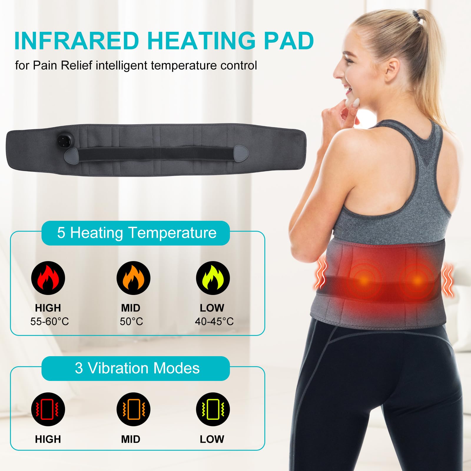 ThermoComfort - Appareil de Massage Chauffant Sans Fil pour Soulagement du Dos et de la Douleur
