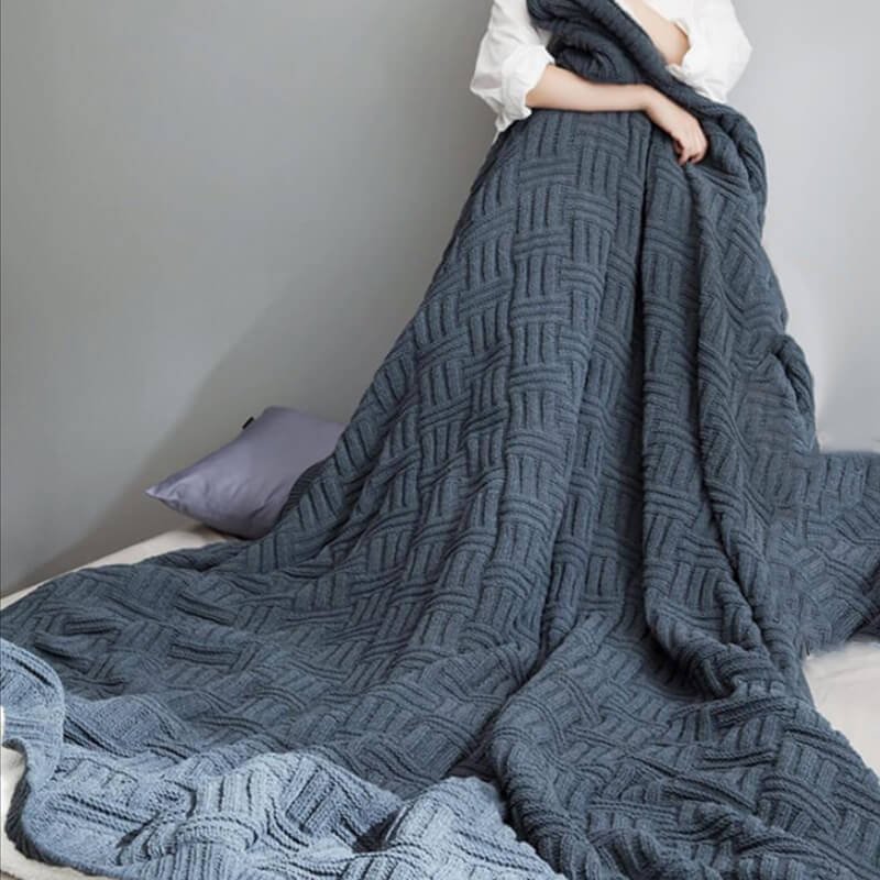 ChaleureuxCocoon - Couverture en Tricot Double Couche Épais et Doux