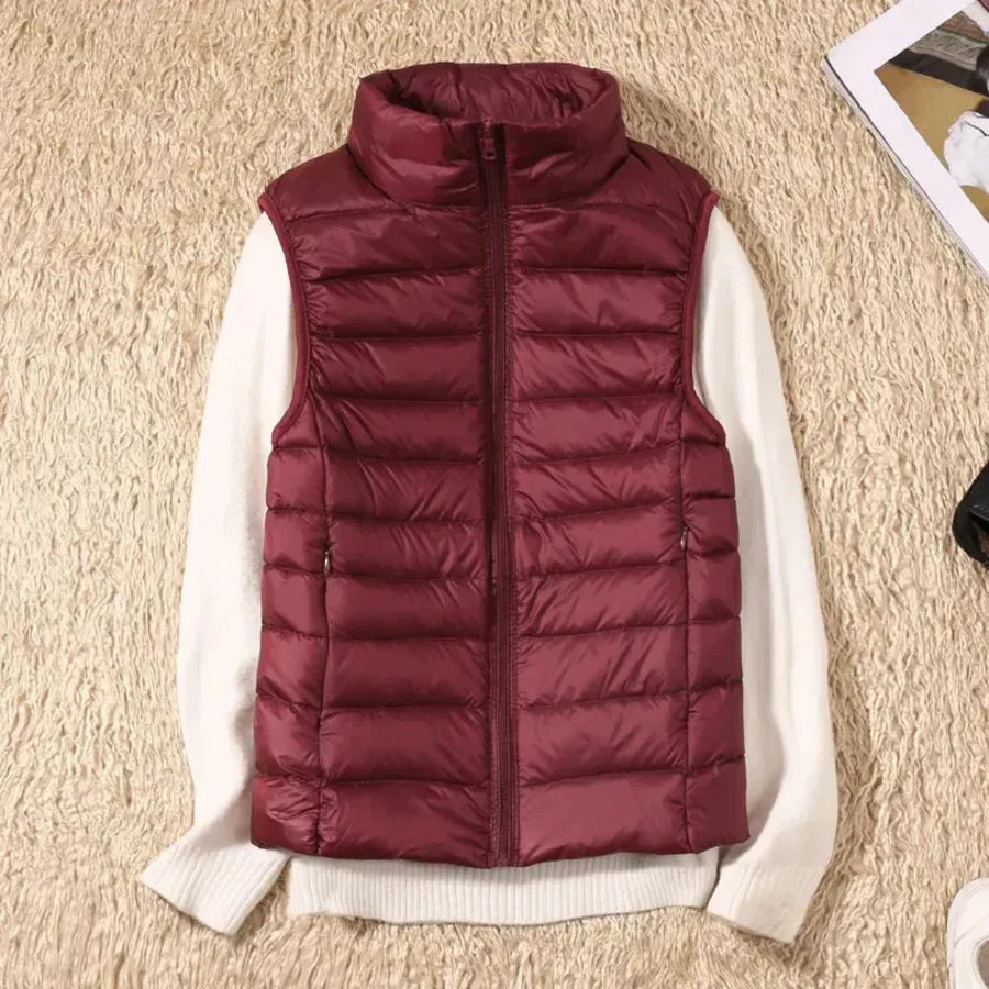 Gilet sans manches coupe-vent pour femme avec fermeture éclair