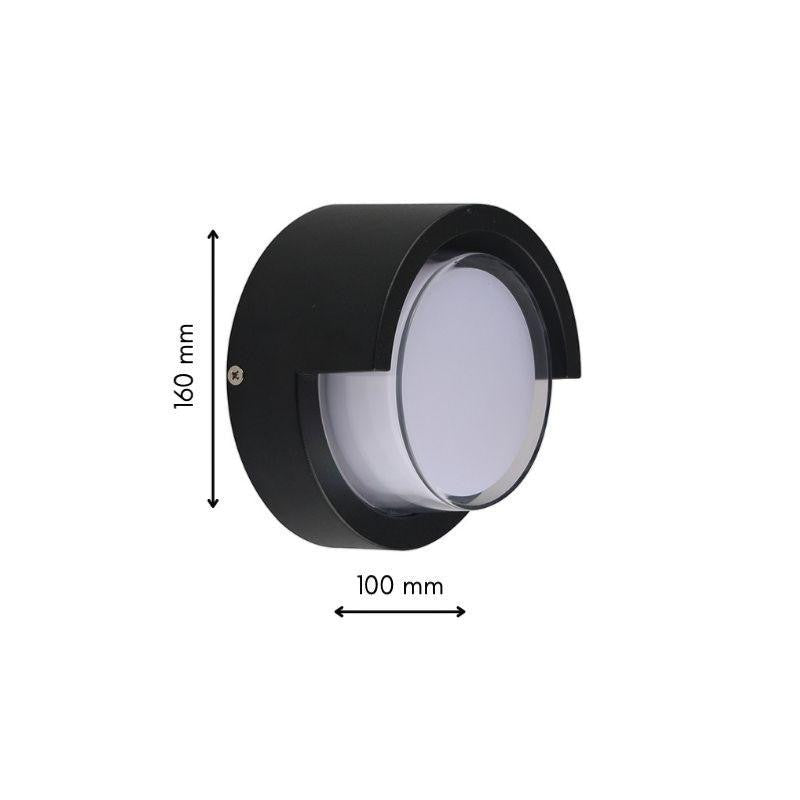 LumièreModerne - Applique Murale LED 15W Noire Ronde Étanche IP65 pour Extérieur