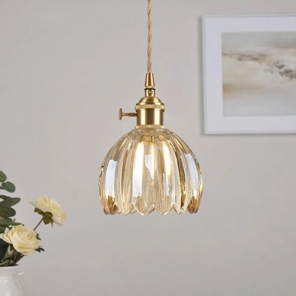 LumiChic - Suspension en Verre Floral Japonais, Éclairage Élégant pour Décoration Moderne