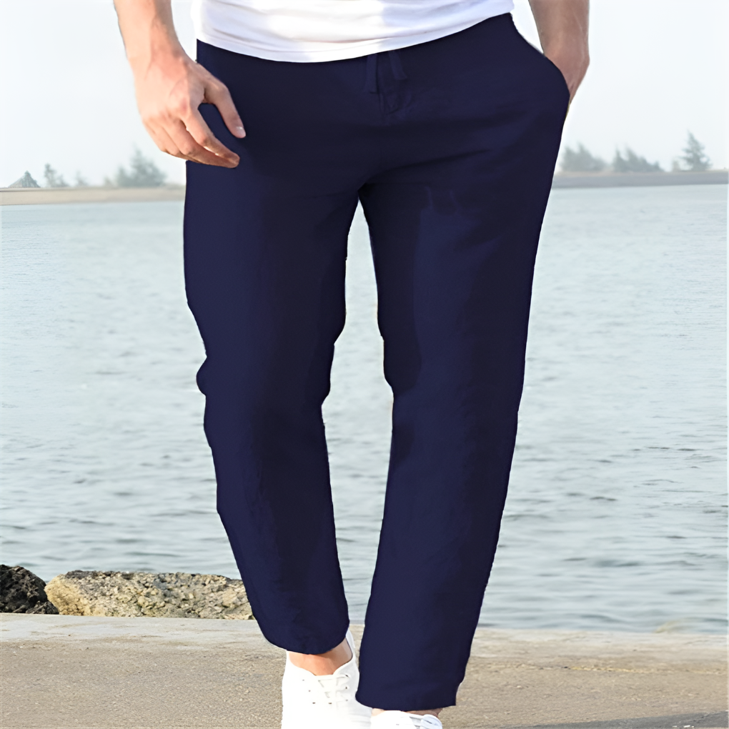 Pantalon d'été en mélange de lin pour homme