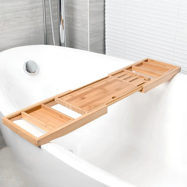 Plateau de Bain Extensible en Bambou pour une Expérience Spa à Domicile