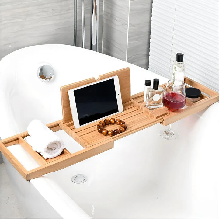 Plateau de Bain Extensible en Bambou pour une Expérience Spa à Domicile