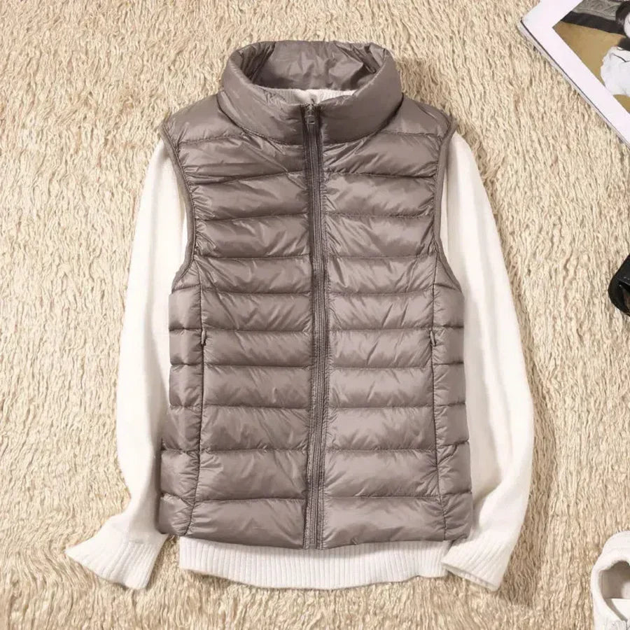 Gilet sans manches coupe-vent pour femme avec fermeture éclair