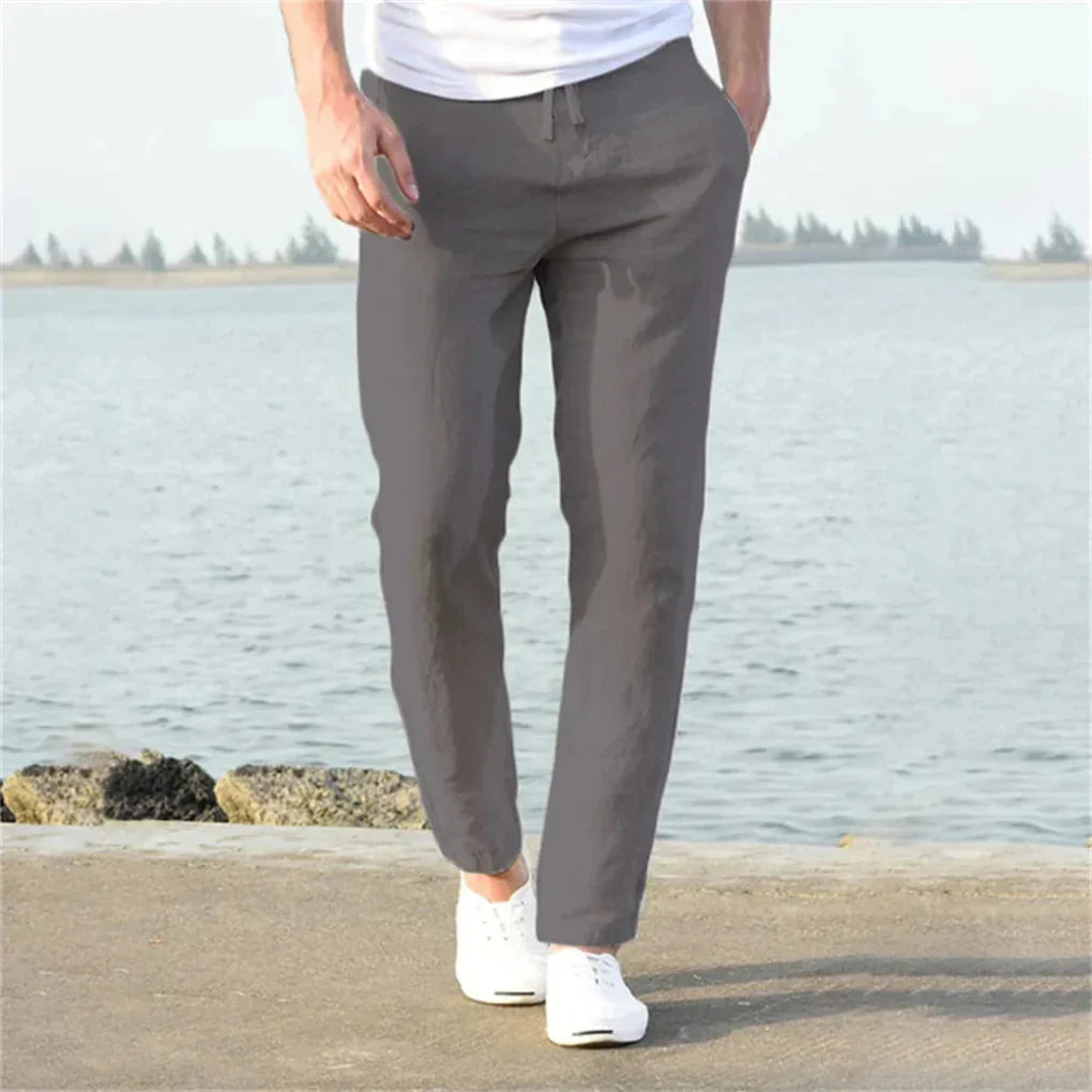 Pantalon d'été en mélange de lin pour homme