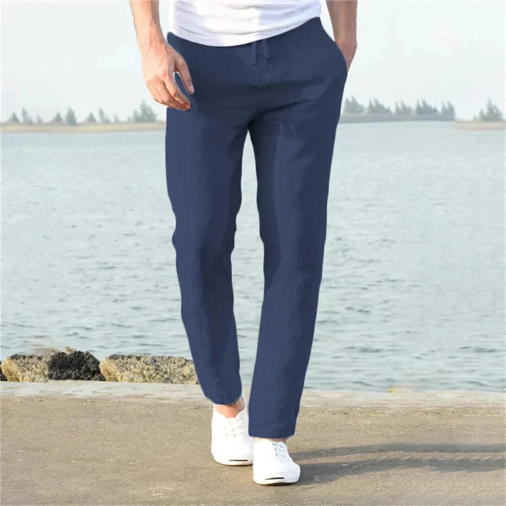 Pantalon d'été en mélange de lin pour homme