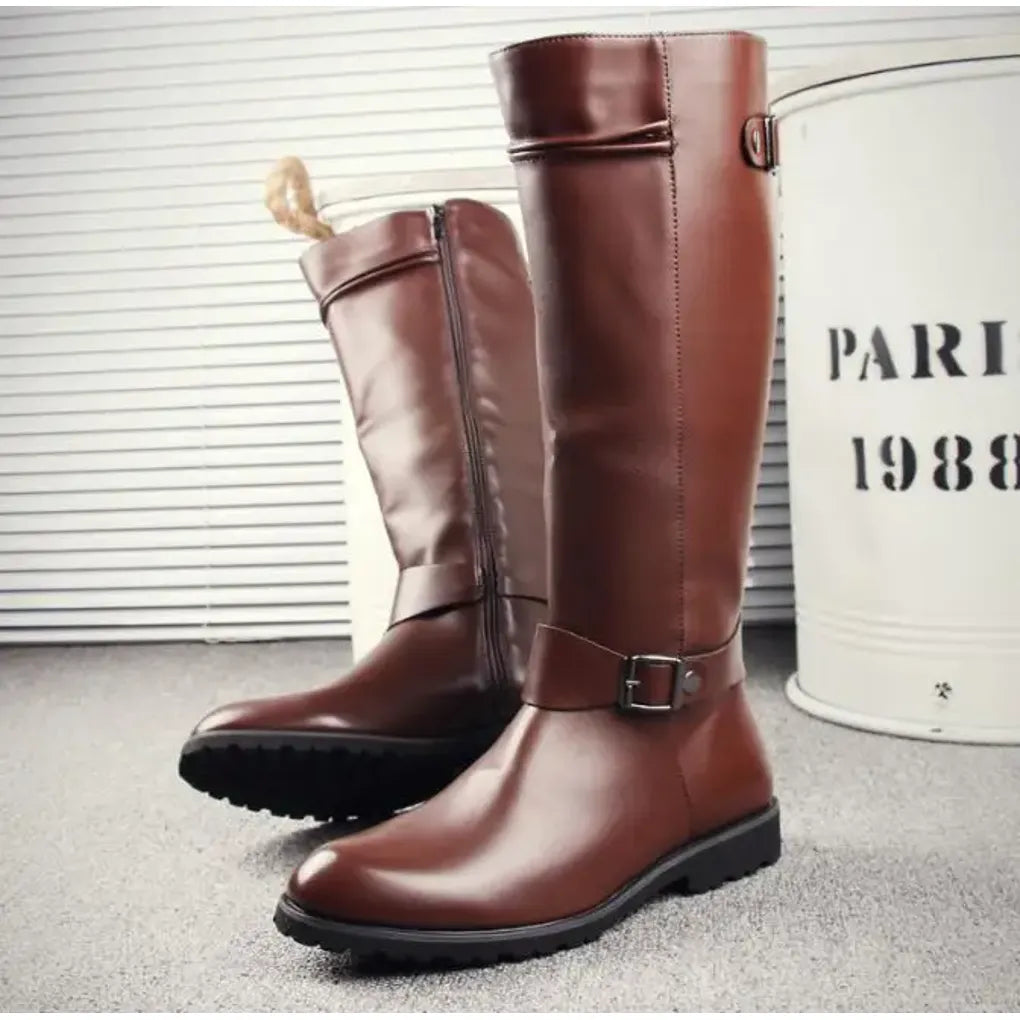 Bottes en Cuir PU de vache – Modèle robuste pour homme