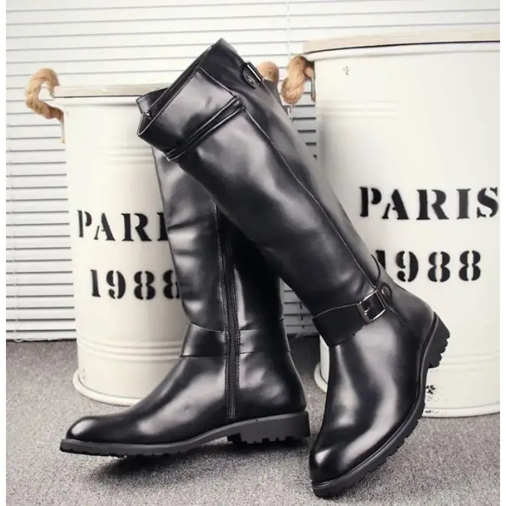 Bottes en Cuir PU de vache – Modèle robuste pour homme