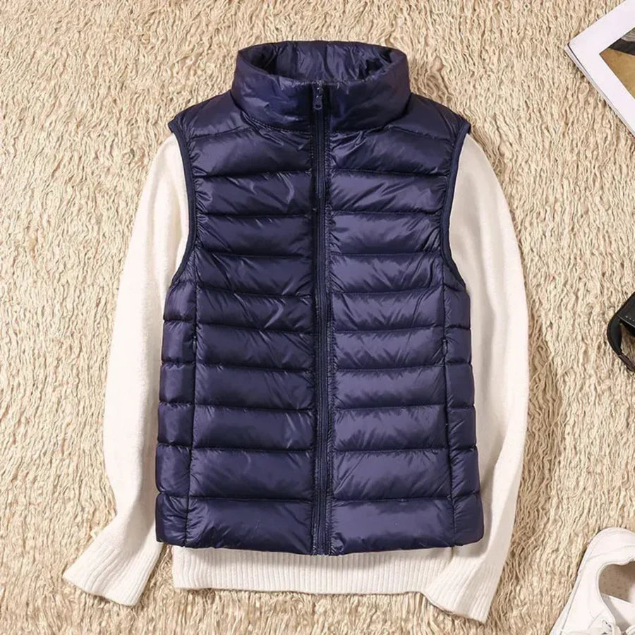 Gilet sans manches coupe-vent pour femme avec fermeture éclair