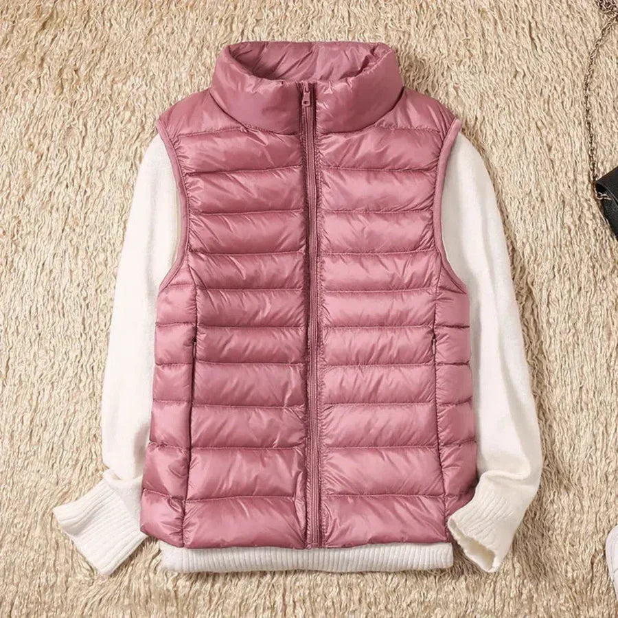 Gilet sans manches coupe-vent pour femme avec fermeture éclair