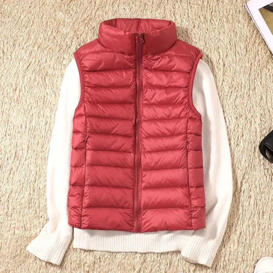 Gilet sans manches coupe-vent pour femme avec fermeture éclair