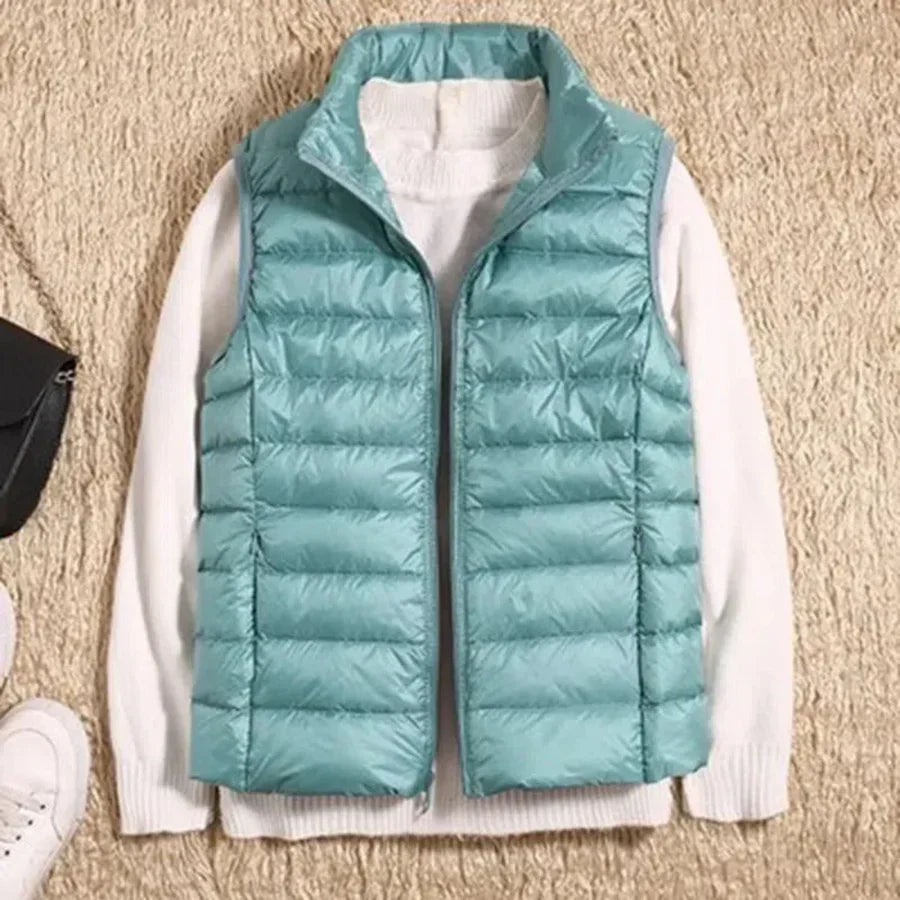 Gilet sans manches coupe-vent pour femme avec fermeture éclair